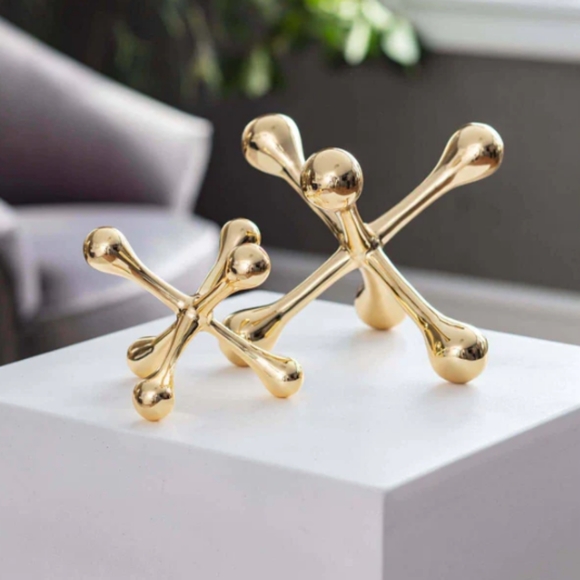 Regina Andrew Modern Large Gold Tone Jack Decor - Picture 1 of 10